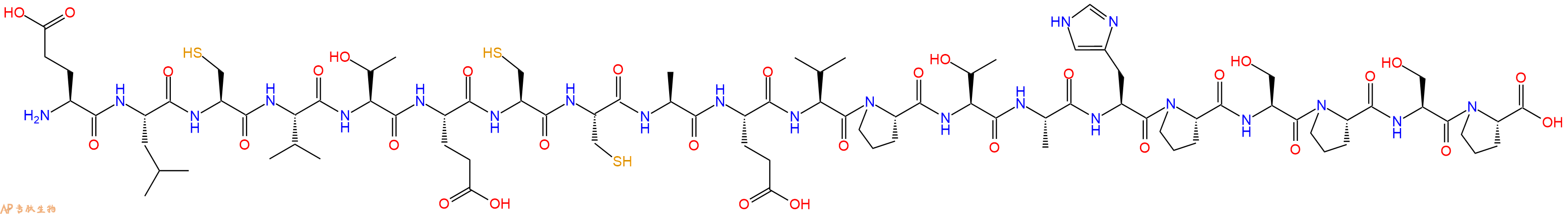 专肽生物产品H2N-Glu-Leu-Cys-Val-Thr-Glu-Cys-Cys-Ala-Glu-Val-Pro-Thr-Ala-His-Pro-Ser-Pro-Ser-Pro-OH