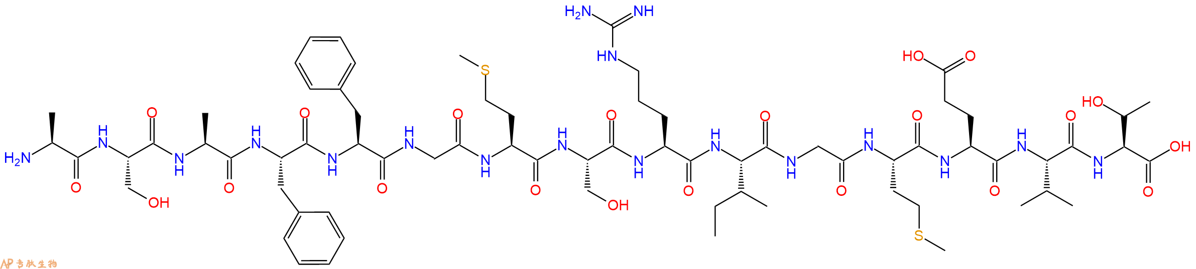 专肽生物产品H2N-Ala-Ser-Ala-Phe-Phe-Gly-Met-Ser-Arg-Ile-Gly-Met-Glu-Val-Thr-OH