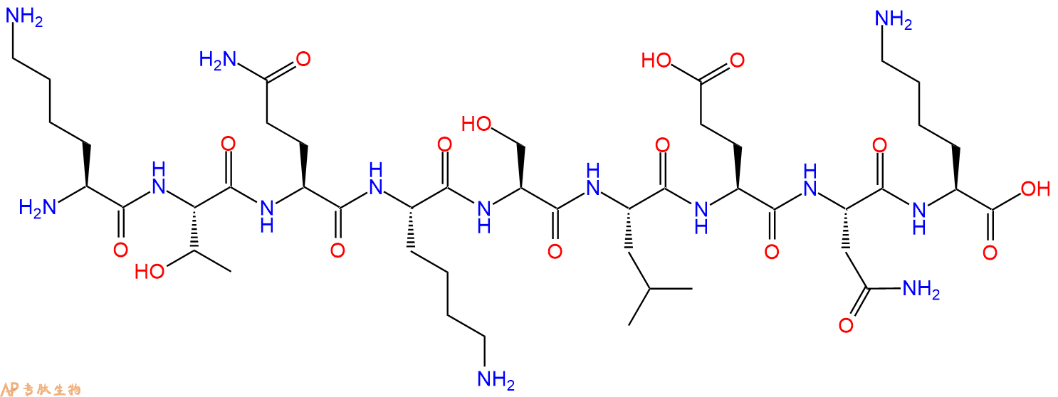 专肽生物产品H2N-Lys-Thr-Gln-Lys-Ser-Leu-Glu-Asn-Lys-OH
