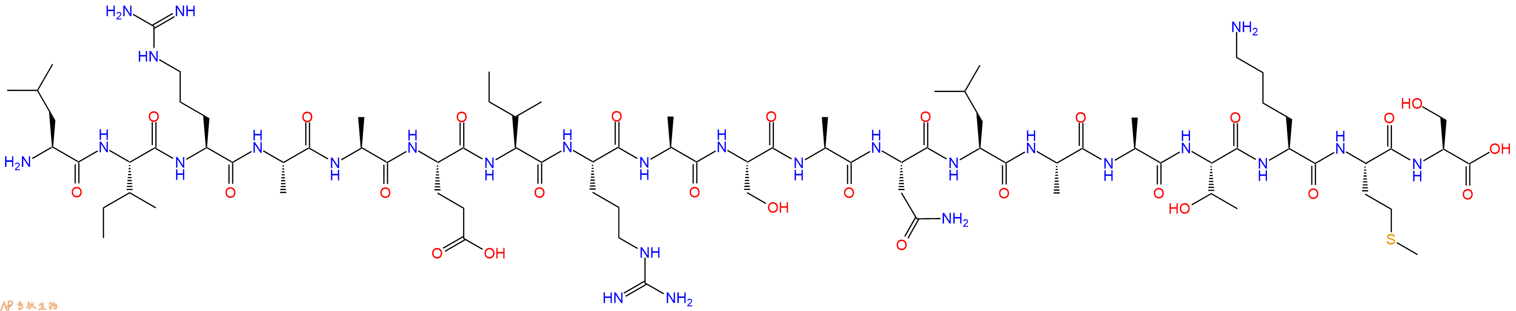 专肽生物产品H2N-Leu-Ile-Arg-Ala-Ala-Glu-Ile-Arg-Ala-Ser-Ala-Asn-Leu-Ala-Ala-Thr-Lys-Met-Ser-OH