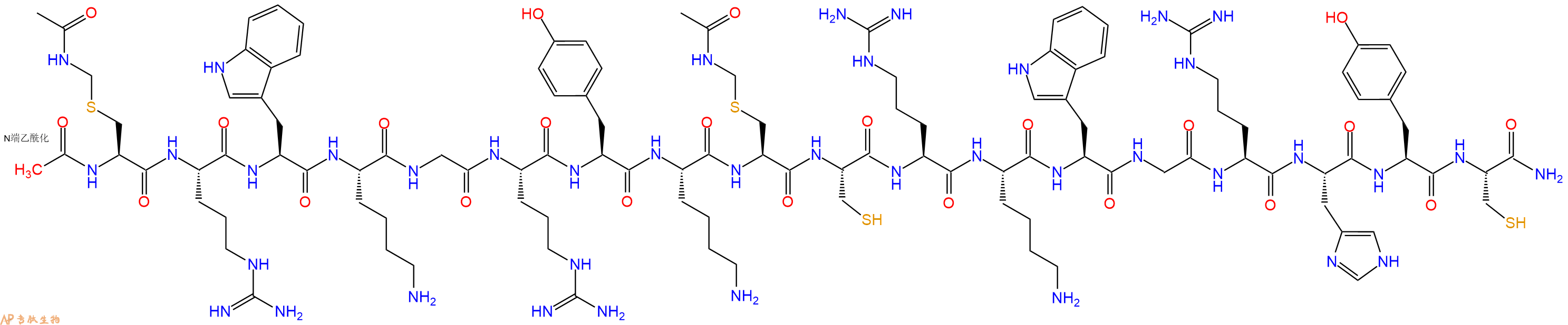 专肽生物产品Ac-Cys(Acm)-Arg-Trp-Lys-Gly-Arg-Tyr-Lys-Cys(Acm)-Cys-Arg-Lys-Trp-Gly-Arg-His-Tyr-Cys-CONH2