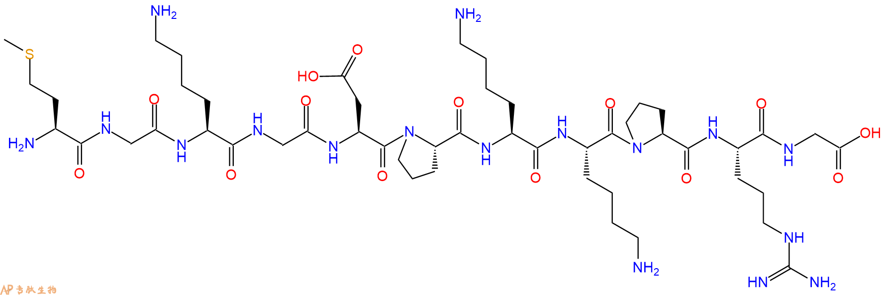 专肽生物产品H2N-Met-Gly-Lys-Gly-Asp-Pro-Lys-Lys-Pro-Arg-Gly-OH