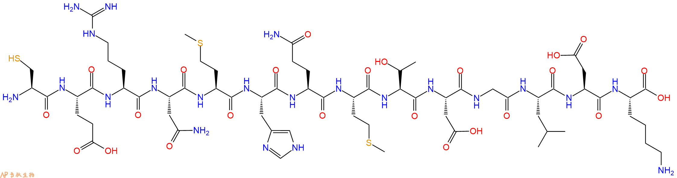 专肽生物产品H2N-Cys-Glu-Arg-Asn-Met-His-Gln-Met-Thr-Asp-Gly-Leu-Asp-Lys-OH