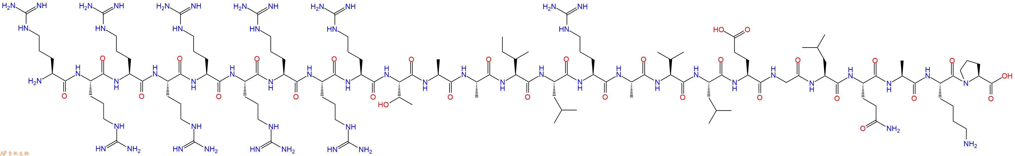 专肽生物产品H2N-Arg-Arg-Arg-Arg-Arg-Arg-Arg-Arg-Arg-Thr-Ala-Ala-Ile-Leu-Arg-Ala-Val-Leu-Glu-Gly-Leu-Gln-Ala-Lys-Pro-OH