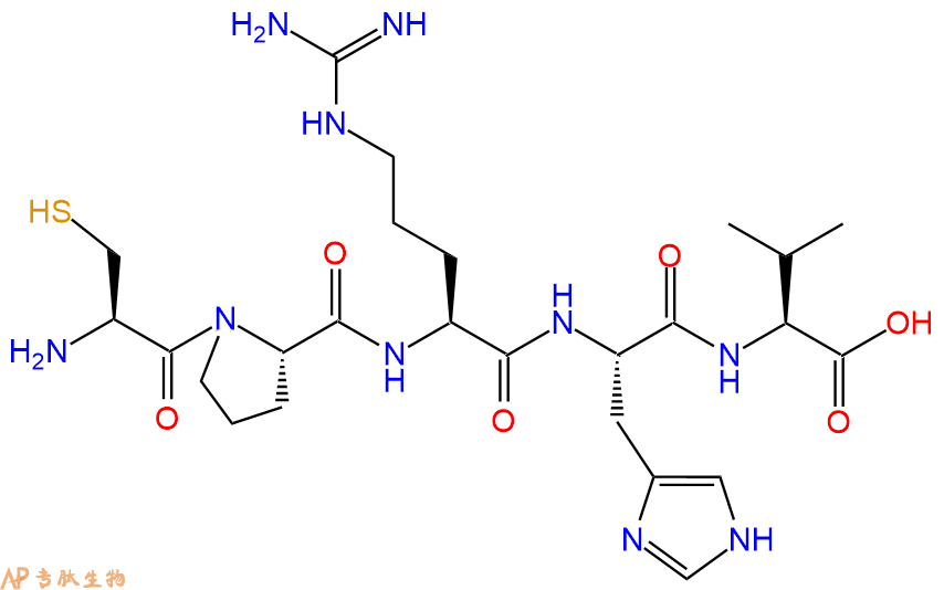 专肽生物产品H2N-Cys-Pro-Arg-His-Val-OH