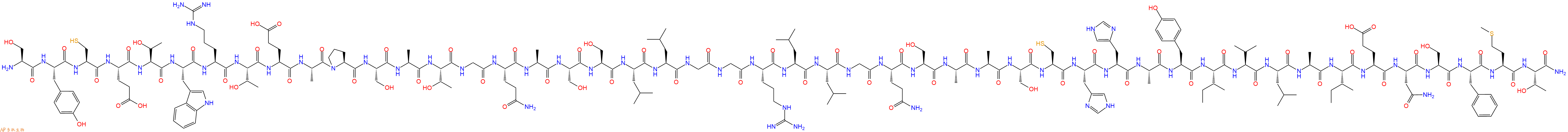 专肽生物产品H2N-Ser-Tyr-Cys-Glu-Thr-Trp-Arg-Thr-Glu-Ala-Pro-Ser-Ala-Thr-Gly-Gln-Ala-Ser-Ser-Leu-Leu-Gly-Gly-Arg-Leu-Leu-Gly-Gln-Ser-Ala-Ala-Ser-Cys-His-His-Ala-Tyr-Ile-Val-Leu-Ala-Ile-Glu-Asn-Ser-Phe-Met-Thr-CONH2