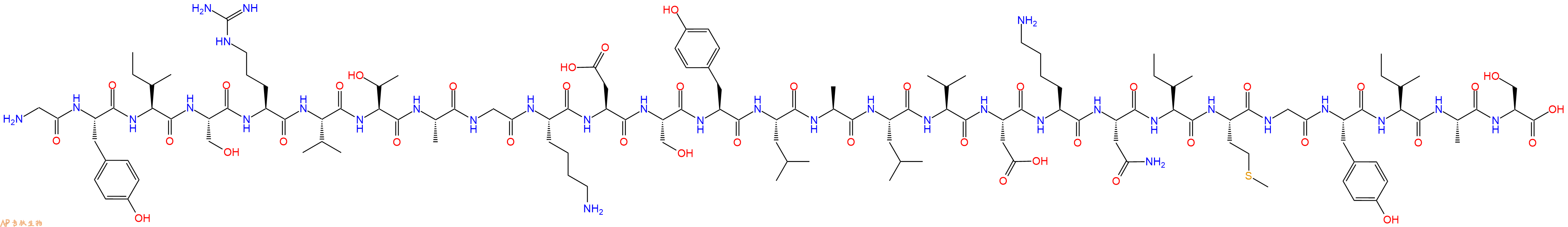 专肽生物产品H2N-Gly-Tyr-Ile-Ser-Arg-Val-Thr-Ala-Gly-Lys-Asp-Ser-Tyr-Leu-Ala-Leu-Val-Asp-Lys-Asn-Ile-Met-Gly-Tyr-Ile-Ala-Ser-OH