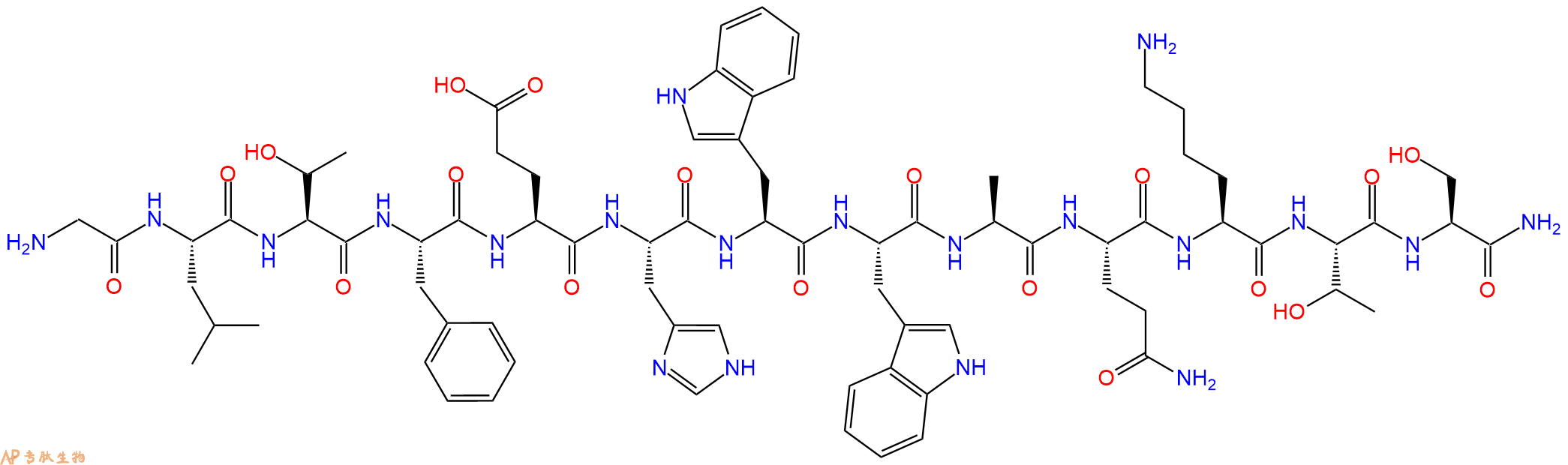 专肽生物产品H2N-Gly-Leu-Thr-Phe-Glu-His-Trp-Trp-Ala-Gln-Lys-Thr-Ser-CONH2
