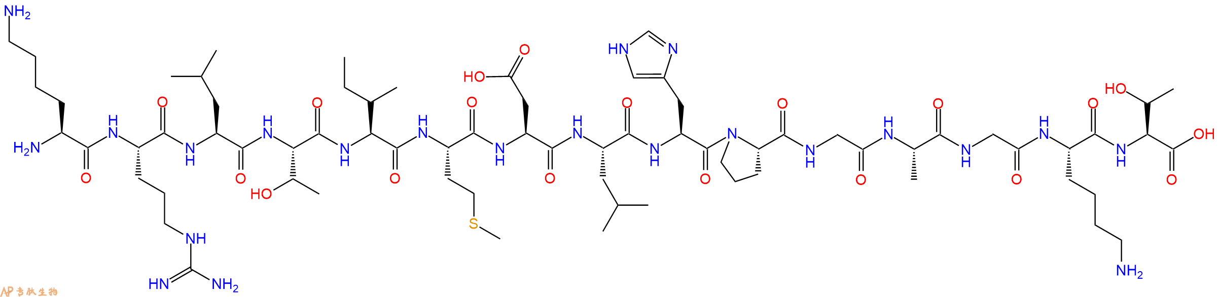 专肽生物产品H2N-Lys-Arg-Leu-Thr-Ile-Met-Asp-Leu-His-Pro-Gly-Ala-Gly-Lys-Thr-OH