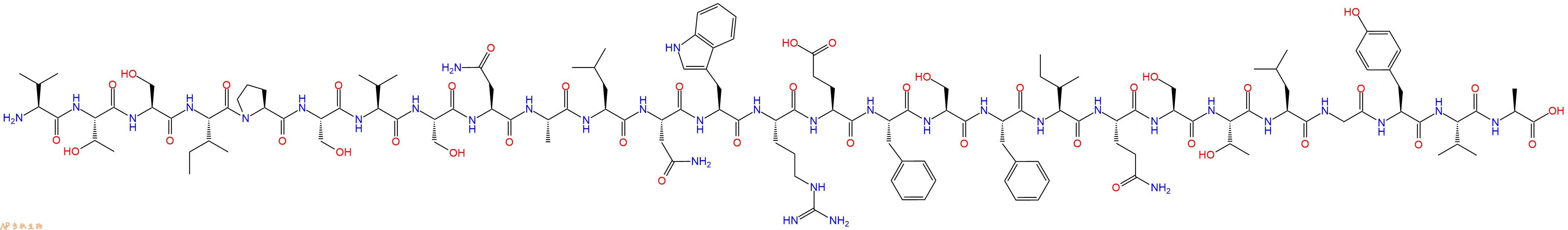 专肽生物产品H2N-Val-Thr-Ser-Ile-Pro-Ser-Val-Ser-Asn-Ala-Leu-Asn-Trp-Arg-Glu-Phe-Ser-Phe-Ile-Gln-Ser-Thr-Leu-Gly-Tyr-Val-Ala-OH