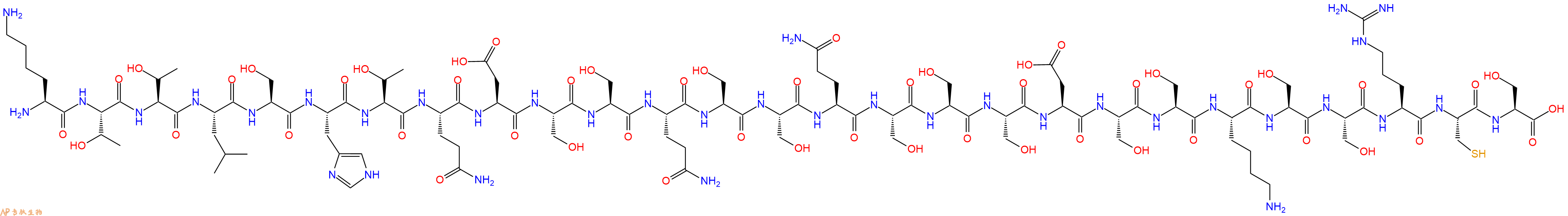 专肽生物产品H2N-Lys-Thr-Thr-Leu-Ser-His-Thr-Gln-Asp-Ser-Ser-Gln-Ser-Ser-Gln-Ser-Ser-Ser-Asp-Ser-Ser-Lys-Ser-Ser-Arg-Cys-Ser-OH