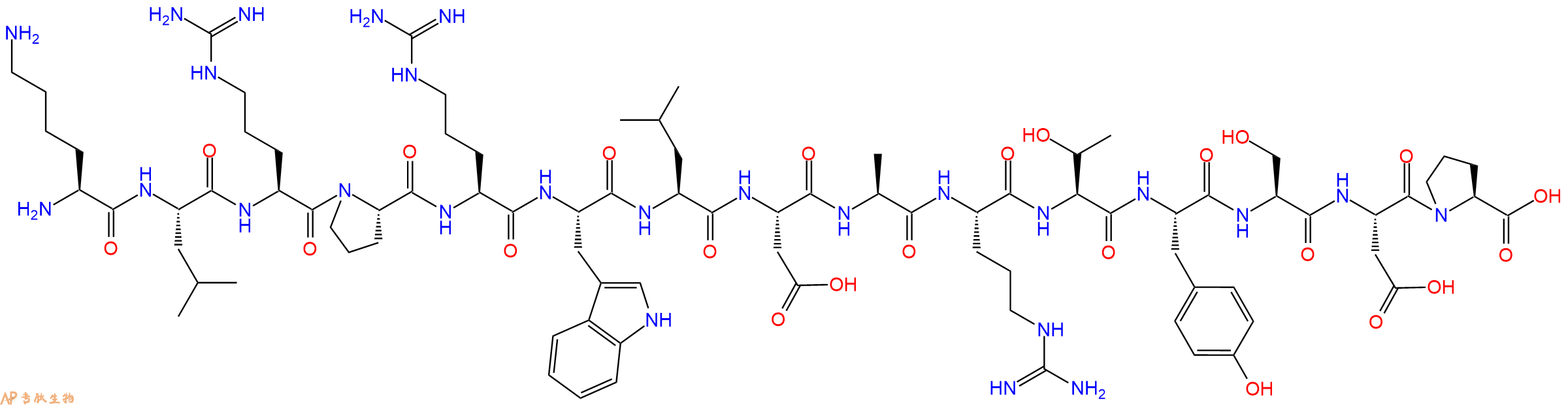 专肽生物产品H2N-Lys-Leu-Arg-Pro-Arg-Trp-Leu-Asp-Ala-Arg-Thr-Tyr-Ser-Asp-Pro-OH
