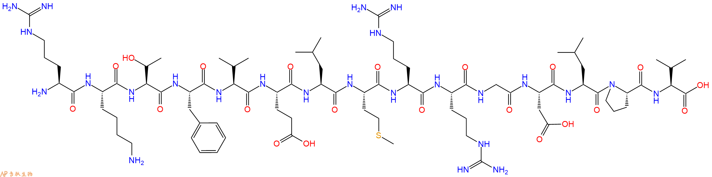 专肽生物产品H2N-Arg-Lys-Thr-Phe-Val-Glu-Leu-Met-Arg-Arg-Gly-Asp-Leu-Pro-Val-OH