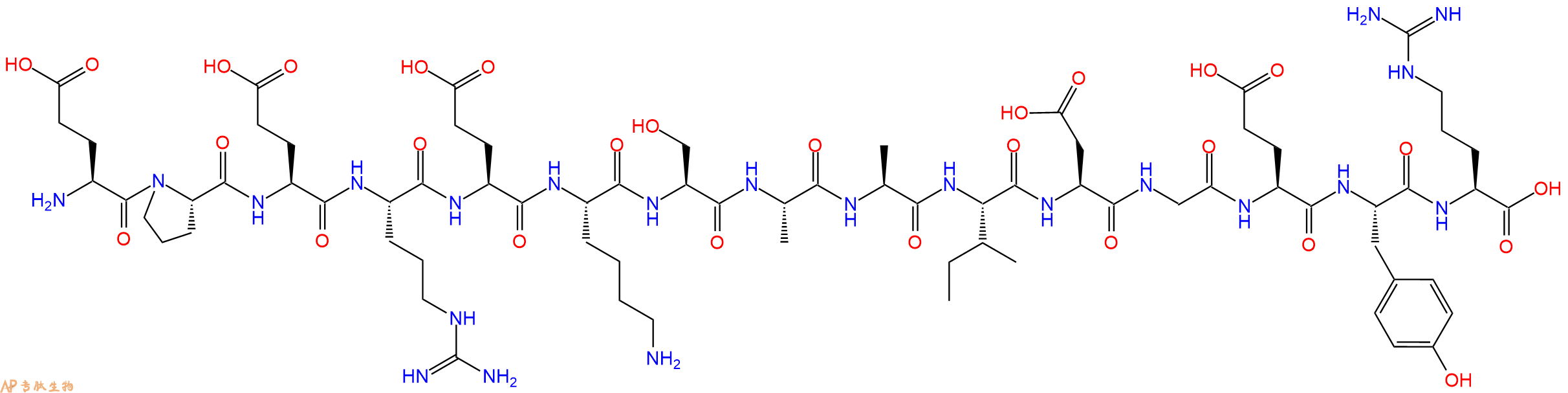 专肽生物产品H2N-Glu-Pro-Glu-Arg-Glu-Lys-Ser-Ala-Ala-Ile-Asp-Gly-Glu-Tyr-Arg-OH