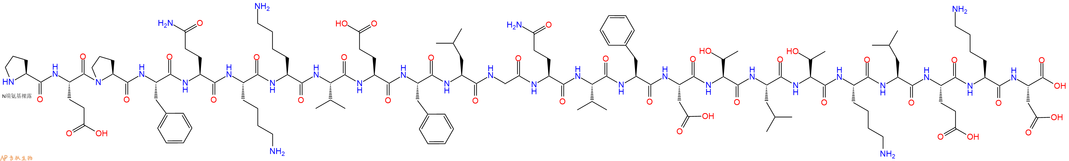 专肽生物产品H2N-Pro-Glu-Pro-Phe-Gln-Lys-Lys-Val-Glu-Phe-Leu-Gly-Gln-Val-Phe-Asp-Thr-Leu-Thr-Lys-Leu-Glu-Lys-Asp-OH