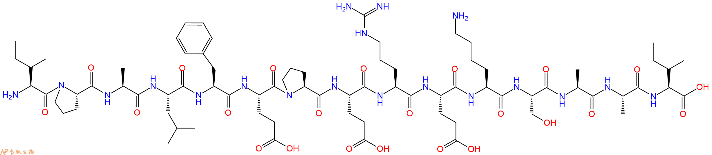 专肽生物产品H2N-Ile-Pro-Ala-Leu-Phe-Glu-Pro-Glu-Arg-Glu-Lys-Ser-Ala-Ala-Ile-OH