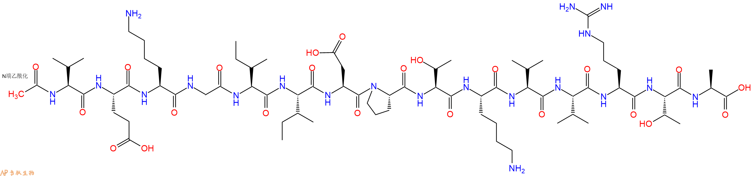 专肽生物产品Ac-Val-Glu-Lys-Gly-Ile-Ile-Asp-Pro-Thr-Lys-Val-Val-Arg-Thr-Ala-OH