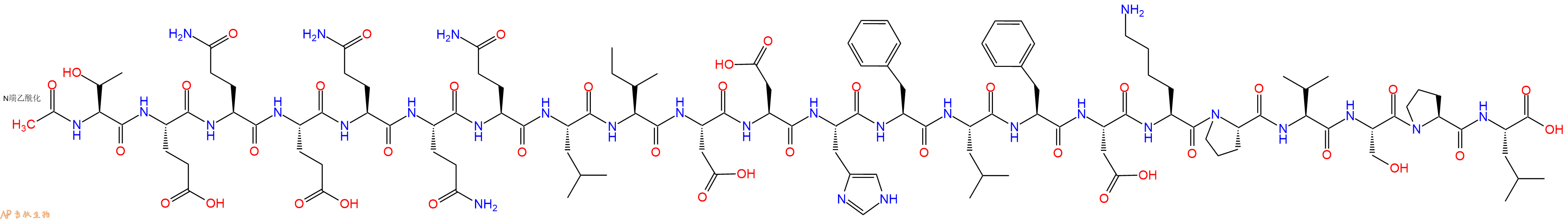 专肽生物产品Ac-Thr-Glu-Gln-Glu-Gln-Gln-Gln-Leu-Ile-Asp-Asp-His-Phe-Leu-Phe-Asp-Lys-Pro-Val-Ser-Pro-Leu-OH