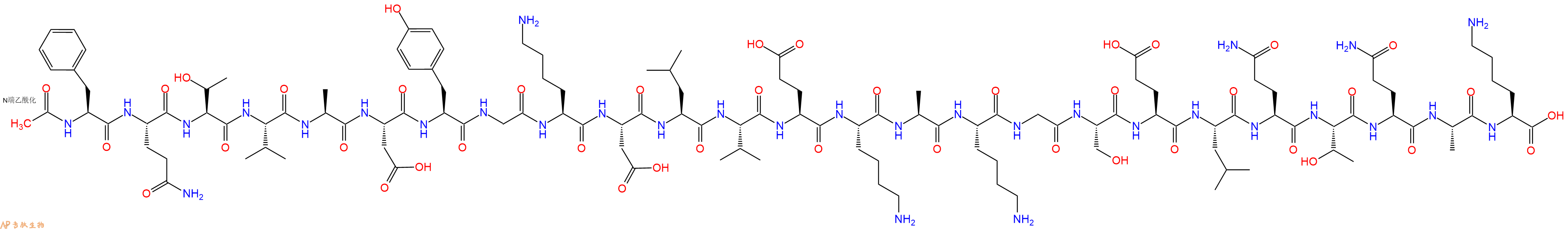 专肽生物产品Ac-Phe-Gln-Thr-Val-Ala-Asp-Tyr-Gly-Lys-Asp-Leu-Val-Glu-Lys-Ala-Lys-Gly-Ser-Glu-Leu-Gln-Thr-Gln-Ala-Lys-OH