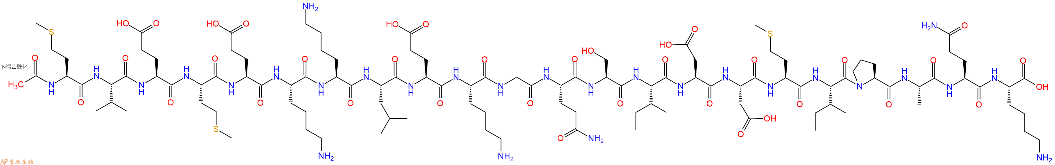 专肽生物产品Ac-Met-Val-Glu-Met-Glu-Lys-Lys-Leu-Glu-Lys-Gly-Gln-Ser-Ile-Asp-Asp-Met-Ile-Pro-Ala-Gln-Lys-OH