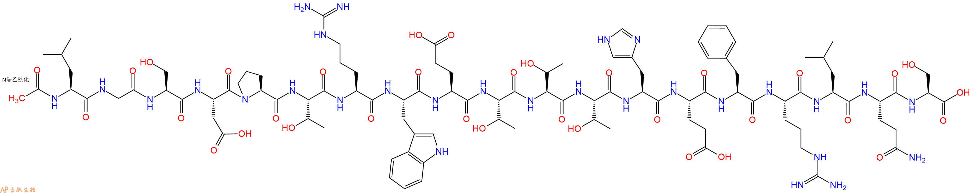 专肽生物产品Ac-Leu-Gly-Ser-Asp-Pro-Thr-Arg-Trp-Glu-Thr-Thr-Thr-His-Glu-Phe-Arg-Leu-Gln-Ser-OH