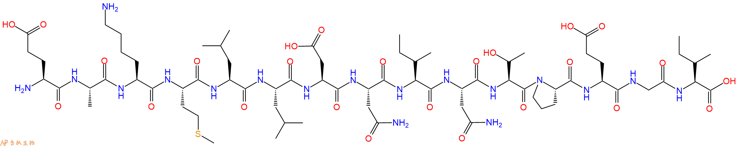 专肽生物产品H2N-Glu-Ala-Lys-Met-Leu-Leu-Asp-Asn-Ile-Asn-Thr-Pro-Glu-Gly-Ile-OH