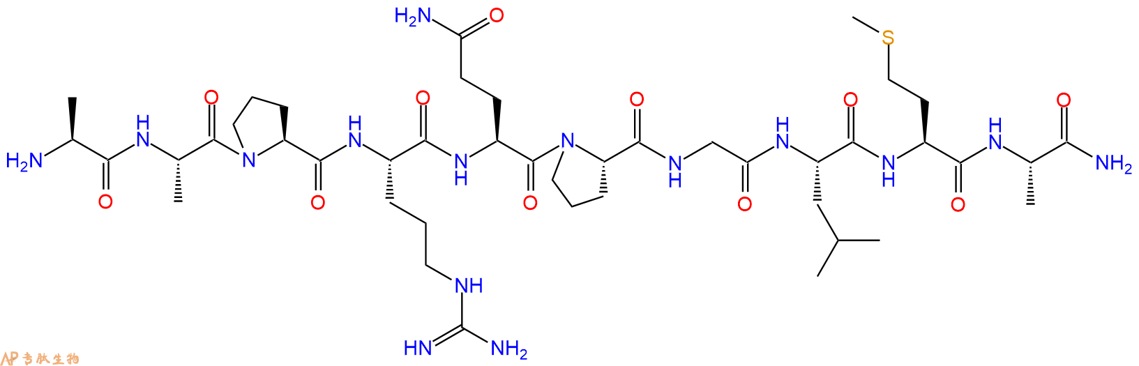 专肽生物产品H2N-Ala-Ala-Pro-Arg-Gln-Pro-Gly-Leu-Met-Ala-CONH2