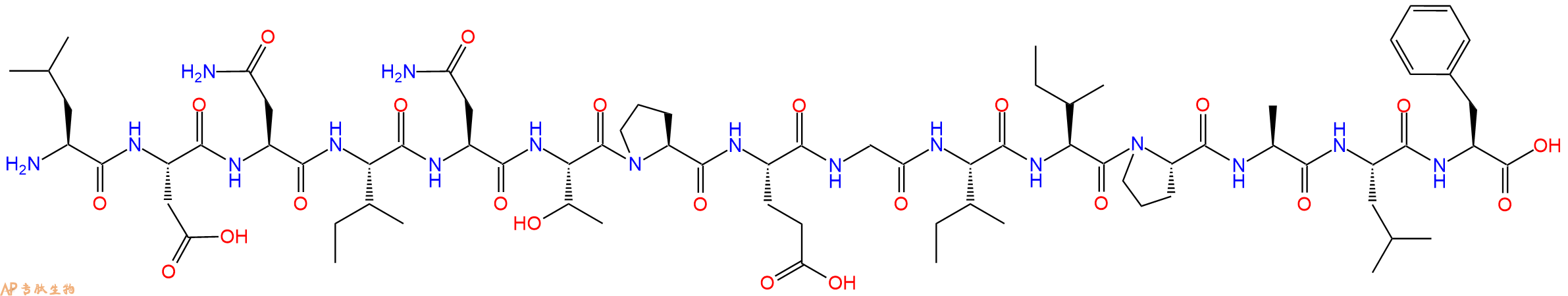 专肽生物产品H2N-Leu-Asp-Asn-Ile-Asn-Thr-Pro-Glu-Gly-Ile-Ile-Pro-Ala-Leu-Phe-OH