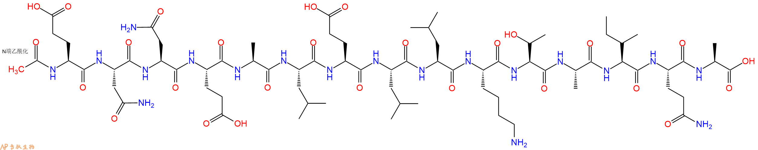 专肽生物产品Ac-Glu-Asn-Asn-Glu-Ala-Leu-Glu-Leu-Leu-Lys-Thr-Ala-Ile-Gln-Ala-OH