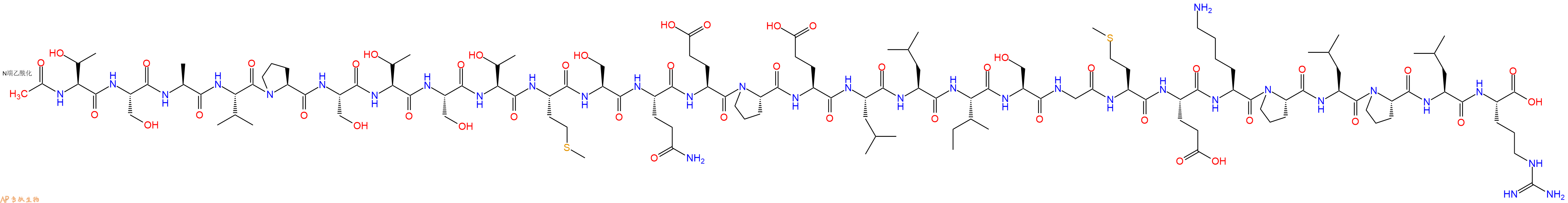 专肽生物产品Ac-Thr-Ser-Ala-Val-Pro-Ser-Thr-Ser-Thr-Met-Ser-Gln-Glu-Pro-Glu-Leu-Leu-Ile-Ser-Gly-Met-Glu-Lys-Pro-Leu-Pro-Leu-Arg-OH