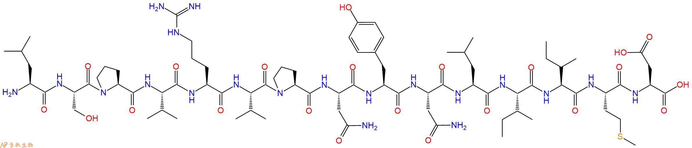 专肽生物产品H2N-Leu-Ser-Pro-Val-Arg-Val-Pro-Asn-Tyr-Asn-Leu-Ile-Ile-Met-Asp-OH