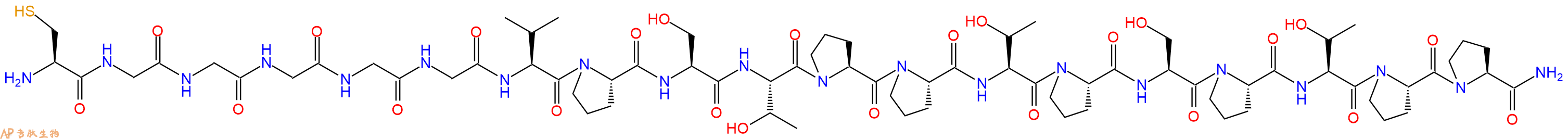 专肽生物产品H2N-Cys-Gly-Gly-Gly-Gly-Gly-Val-Pro-Ser-Thr-Pro-Pro-Thr-Pro-Ser-Pro-Thr-Pro-Pro-CONH2