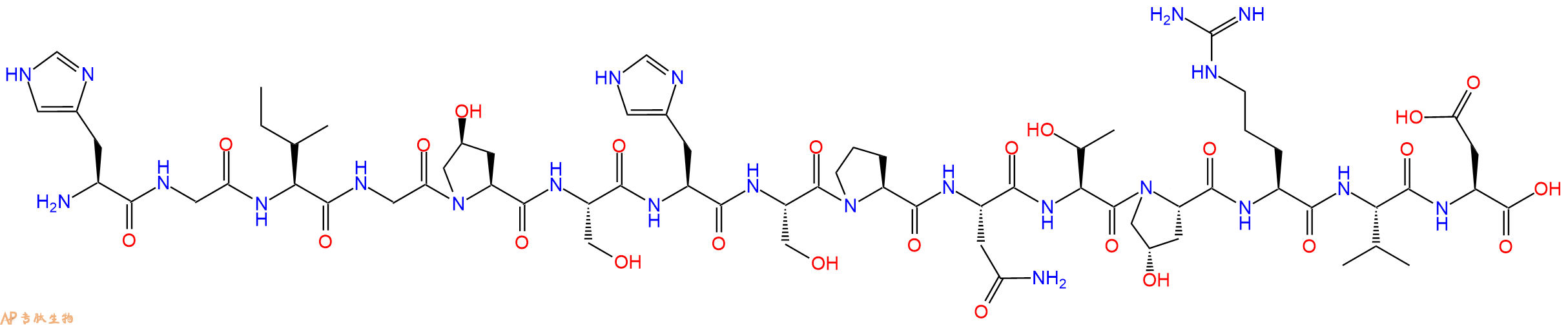 专肽生物产品H2N-His-Gly-Ile-Gly-Hyp-Ser-His-Ser-Pro-Asn-Thr-Hyp-Arg-Val-Asp-OH