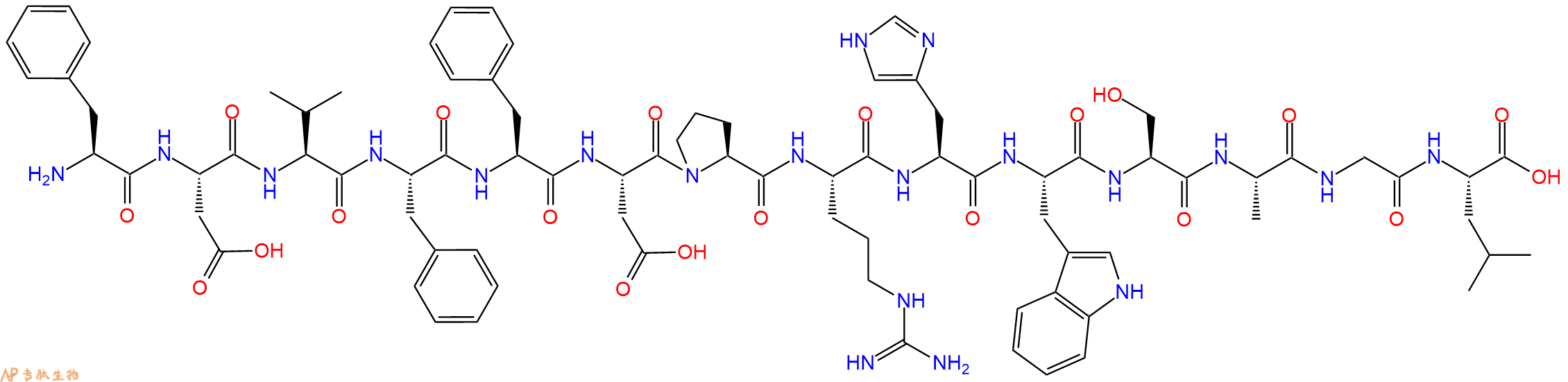 专肽生物产品H2N-Phe-Asp-Val-Phe-Phe-Asp-Pro-Arg-His-Trp-Ser-Ala-Gly-Leu-OH