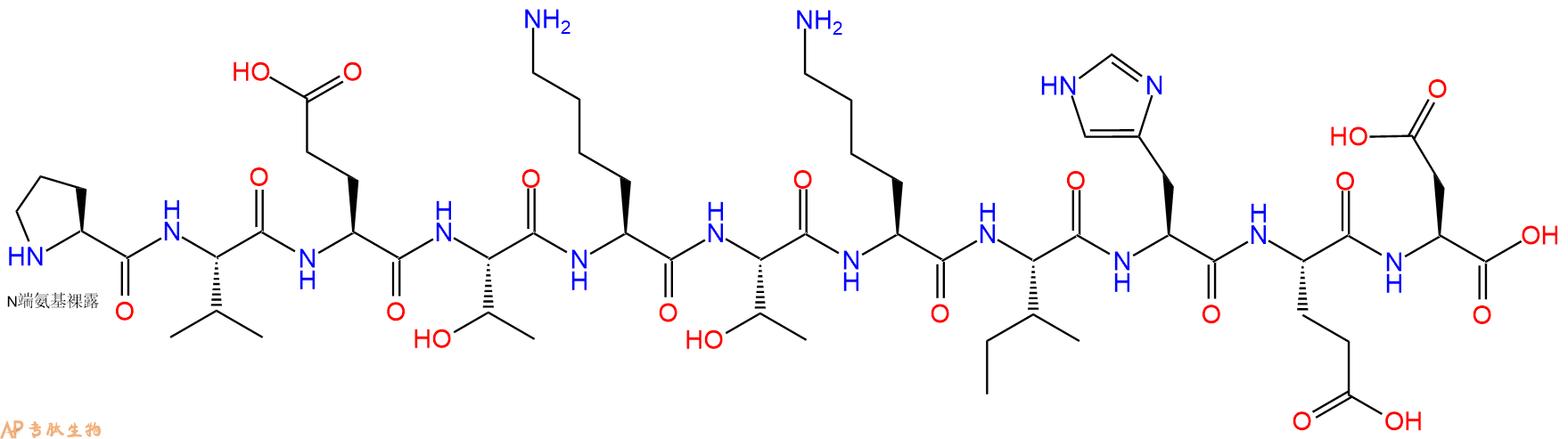 专肽生物产品H2N-Pro-Val-Glu-Thr-Lys-Thr-Lys-Ile-His-Glu-Asp-OH