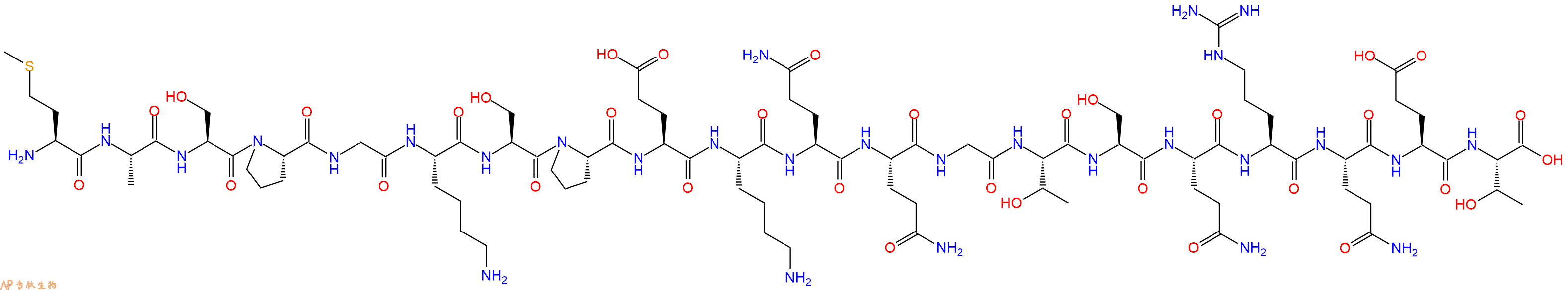 专肽生物产品H2N-Met-Ala-Ser-Pro-Gly-Lys-Ser-Pro-Glu-Lys-Gln-Gln-Gly-Thr-Ser-Gln-Arg-Gln-Glu-Thr-OH