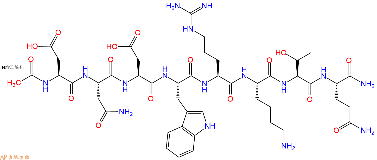 专肽生物产品Ac-Asp-Asn-Asp-Trp-Arg-Lys-Thr-Gln-CONH2