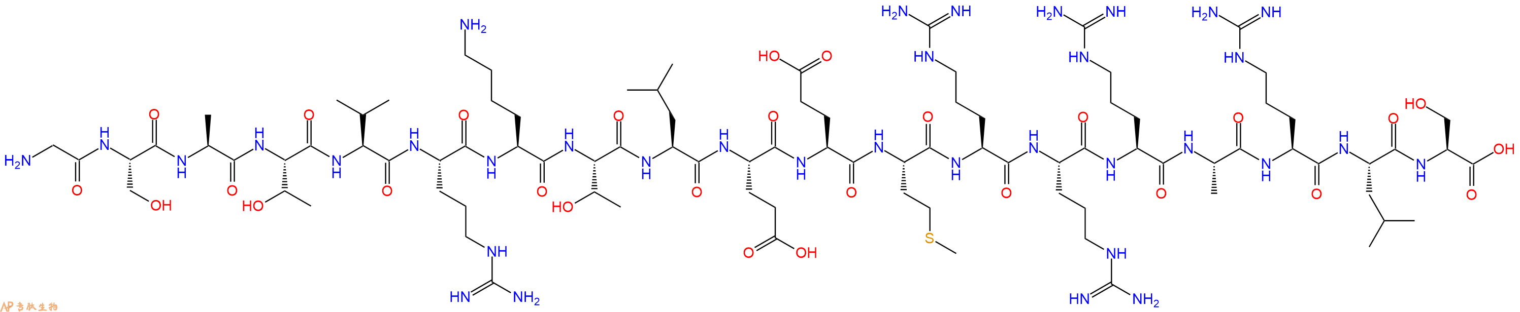专肽生物产品H2N-Gly-Ser-Ala-Thr-Val-Arg-Lys-Thr-Leu-Glu-Glu-Met-Arg-Arg-Arg-Ala-Arg-Leu-Ser-OH