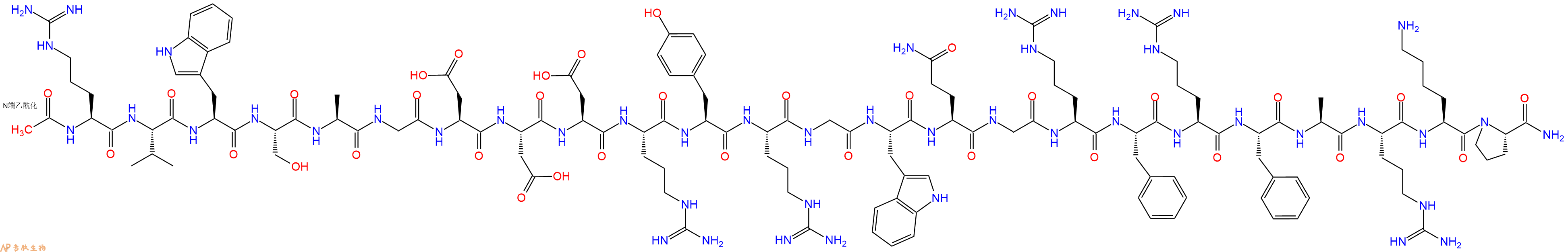 专肽生物产品Ac-Arg-Val-Trp-Ser-Ala-Gly-Asp-Asp-Asp-Arg-Tyr-Arg-Gly-Trp-Gln-Gly-Arg-Phe-Arg-Phe-Ala-Arg-Lys-Pro-CONH2
