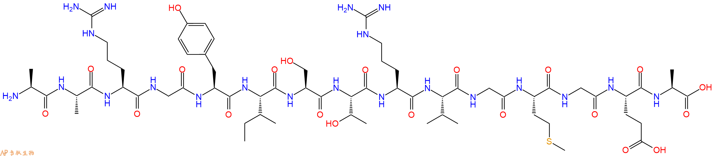专肽生物产品H2N-Ala-Ala-Arg-Gly-Tyr-Ile-Ser-Thr-Arg-Val-Gly-Met-Gly-Glu-Ala-OH