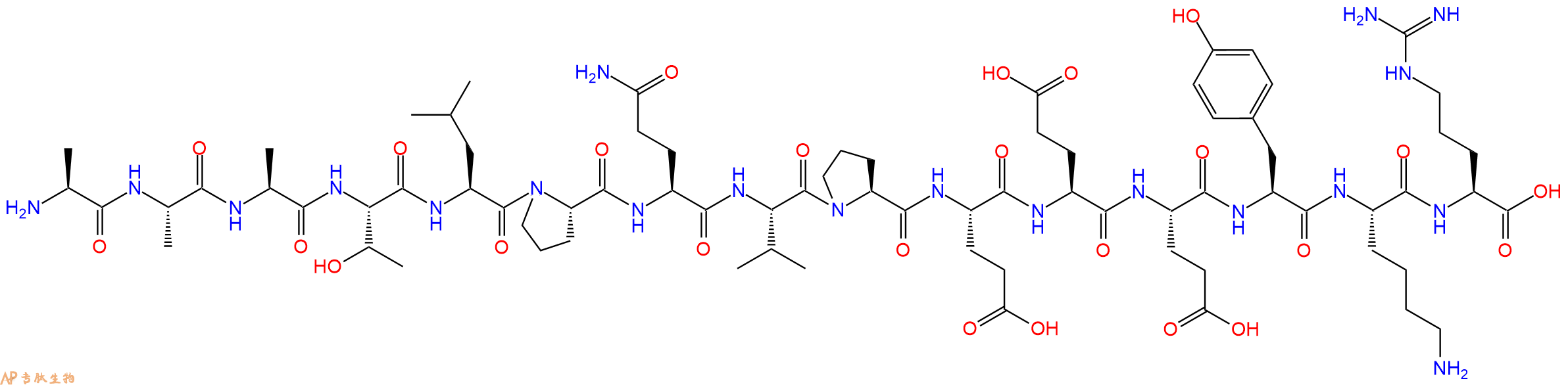 专肽生物产品H2N-Ala-Ala-Ala-Thr-Leu-Pro-Gln-Val-Pro-Glu-Glu-Glu-Tyr-Lys-Arg-OH