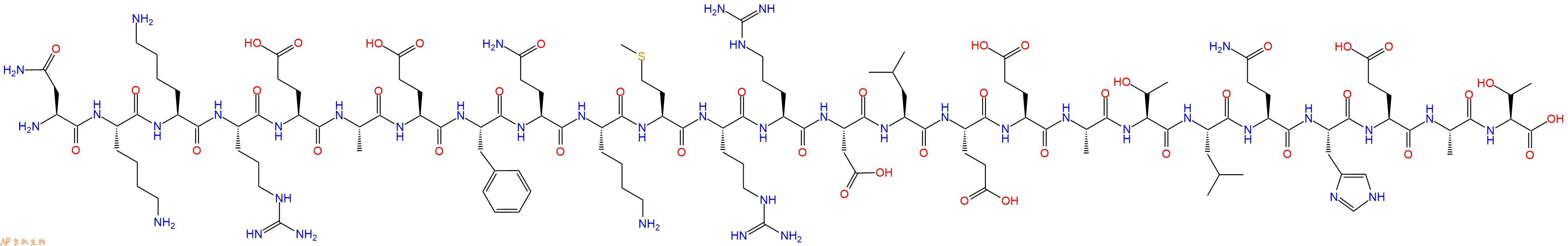专肽生物产品H2N-Asn-Lys-Lys-Arg-Glu-Ala-Glu-Phe-Gln-Lys-Met-Arg-Arg-Asp-Leu-Glu-Glu-Ala-Thr-Leu-Gln-His-Glu-Ala-Thr-OH