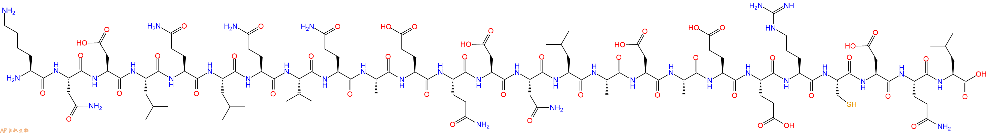 专肽生物产品H2N-Lys-Asn-Asp-Leu-Gln-Leu-Gln-Val-Gln-Ala-Glu-Gln-Asp-Asn-Leu-Ala-Asp-Ala-Glu-Glu-Arg-Cys-Asp-Gln-Leu-OH