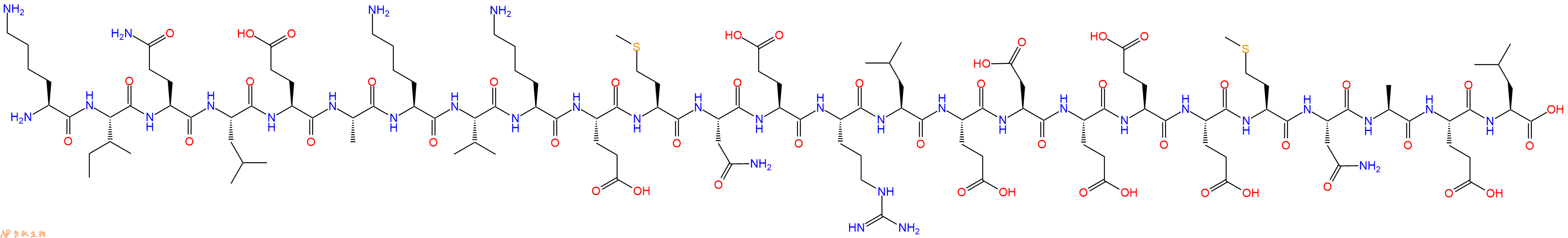 专肽生物产品H2N-Lys-Ile-Gln-Leu-Glu-Ala-Lys-Val-Lys-Glu-Met-Asn-Glu-Arg-Leu-Glu-Asp-Glu-Glu-Glu-Met-Asn-Ala-Glu-Leu-OH