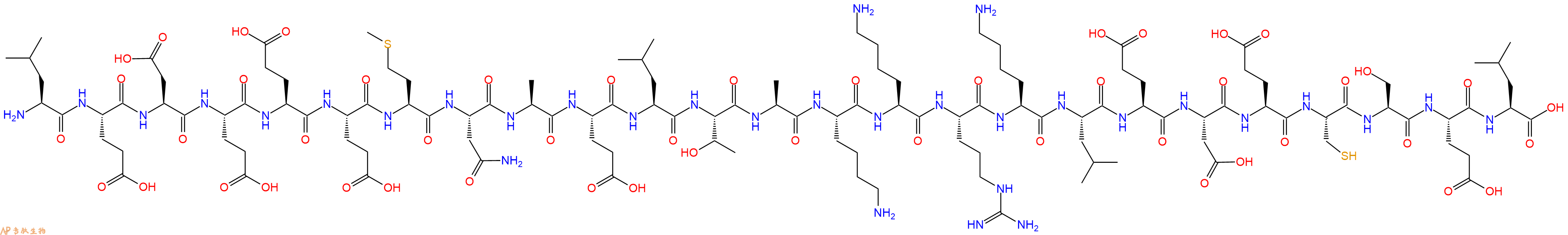 专肽生物产品H2N-Leu-Glu-Asp-Glu-Glu-Glu-Met-Asn-Ala-Glu-Leu-Thr-Ala-Lys-Lys-Arg-Lys-Leu-Glu-Asp-Glu-Cys-Ser-Glu-Leu-OH