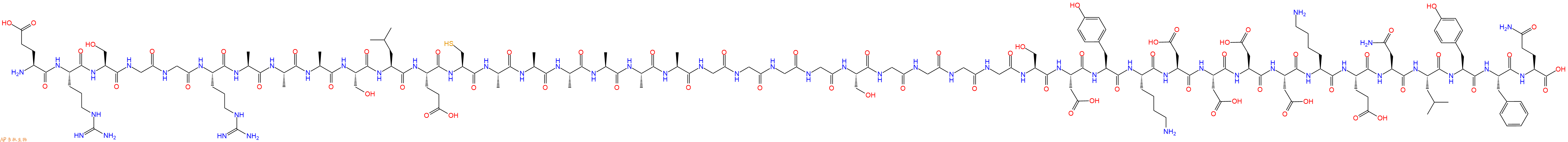 专肽生物产品H2N-Glu-Arg-Ser-Gly-Gly-Arg-Ala-Ala-Ala-Ser-Leu-Glu-Cys-Ala-Ala-Ala-Ala-Ala-Ala-Gly-Gly-Gly-Gly-Ser-Gly-Gly-Gly-Gly-Ser-Asp-Tyr-Lys-Asp-Asp-Asp-Asp-Lys-Glu-Asn-Leu-Tyr-Phe-Gln-OH