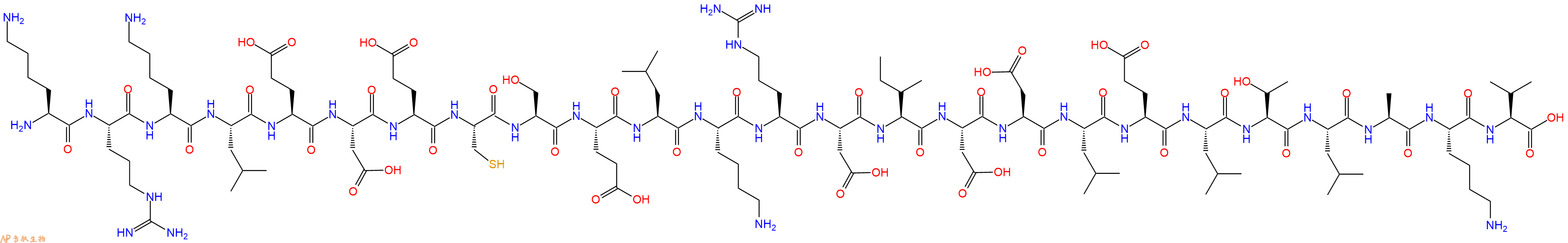 专肽生物产品H2N-Lys-Arg-Lys-Leu-Glu-Asp-Glu-Cys-Ser-Glu-Leu-Lys-Arg-Asp-Ile-Asp-Asp-Leu-Glu-Leu-Thr-Leu-Ala-Lys-Val-OH