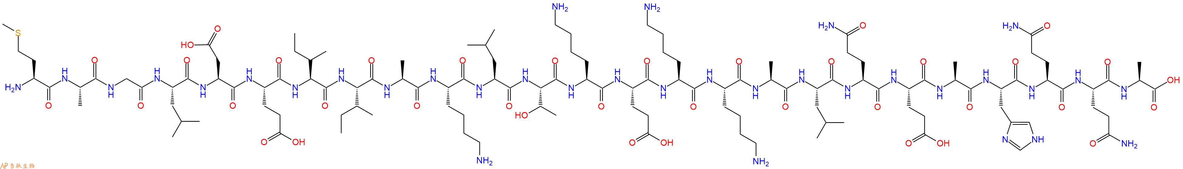 专肽生物产品H2N-Met-Ala-Gly-Leu-Asp-Glu-Ile-Ile-Ala-Lys-Leu-Thr-Lys-Glu-Lys-Lys-Ala-Leu-Gln-Glu-Ala-His-Gln-Gln-Ala-OH