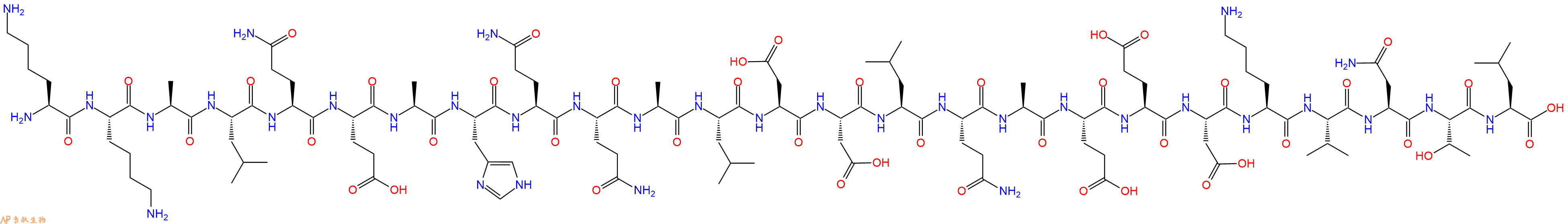 专肽生物产品H2N-Lys-Lys-Ala-Leu-Gln-Glu-Ala-His-Gln-Gln-Ala-Leu-Asp-Asp-Leu-Gln-Ala-Glu-Glu-Asp-Lys-Val-Asn-Thr-Leu-OH