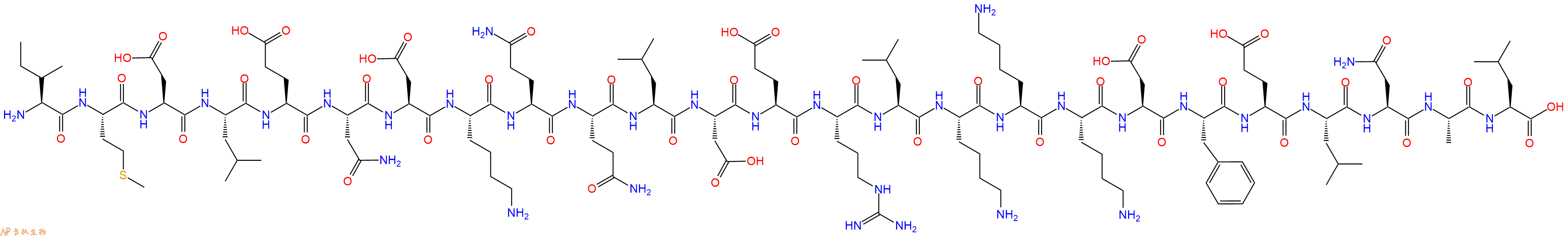 专肽生物产品H2N-Ile-Met-Asp-Leu-Glu-Asn-Asp-Lys-Gln-Gln-Leu-Asp-Glu-Arg-Leu-Lys-Lys-Lys-Asp-Phe-Glu-Leu-Asn-Ala-Leu-OH